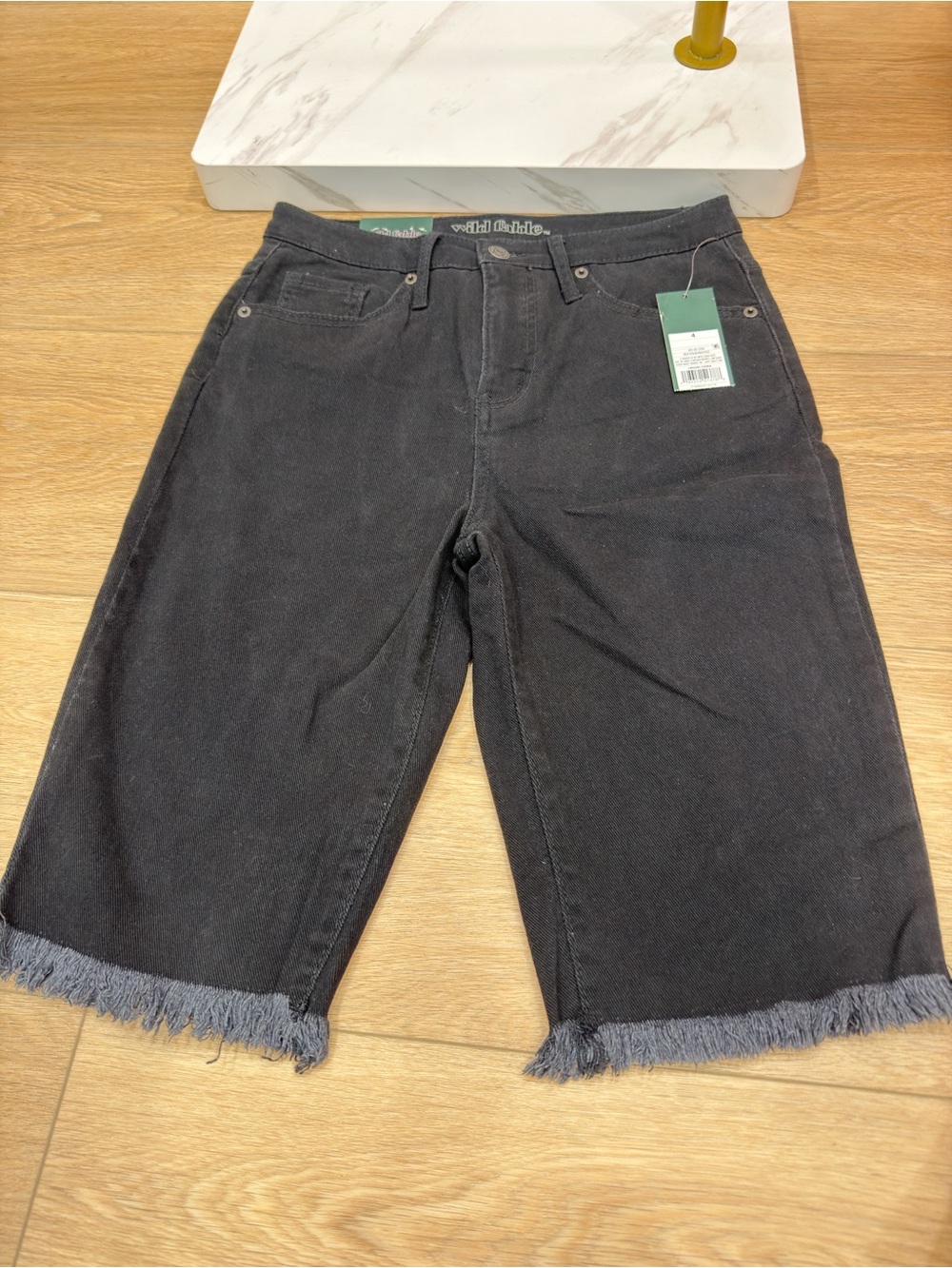 wild fable Black Frayed Hem High-Rise Bermuda Shorts